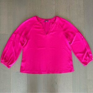 Vince Camuto Pink Long Sleeve V-Neck Blouse